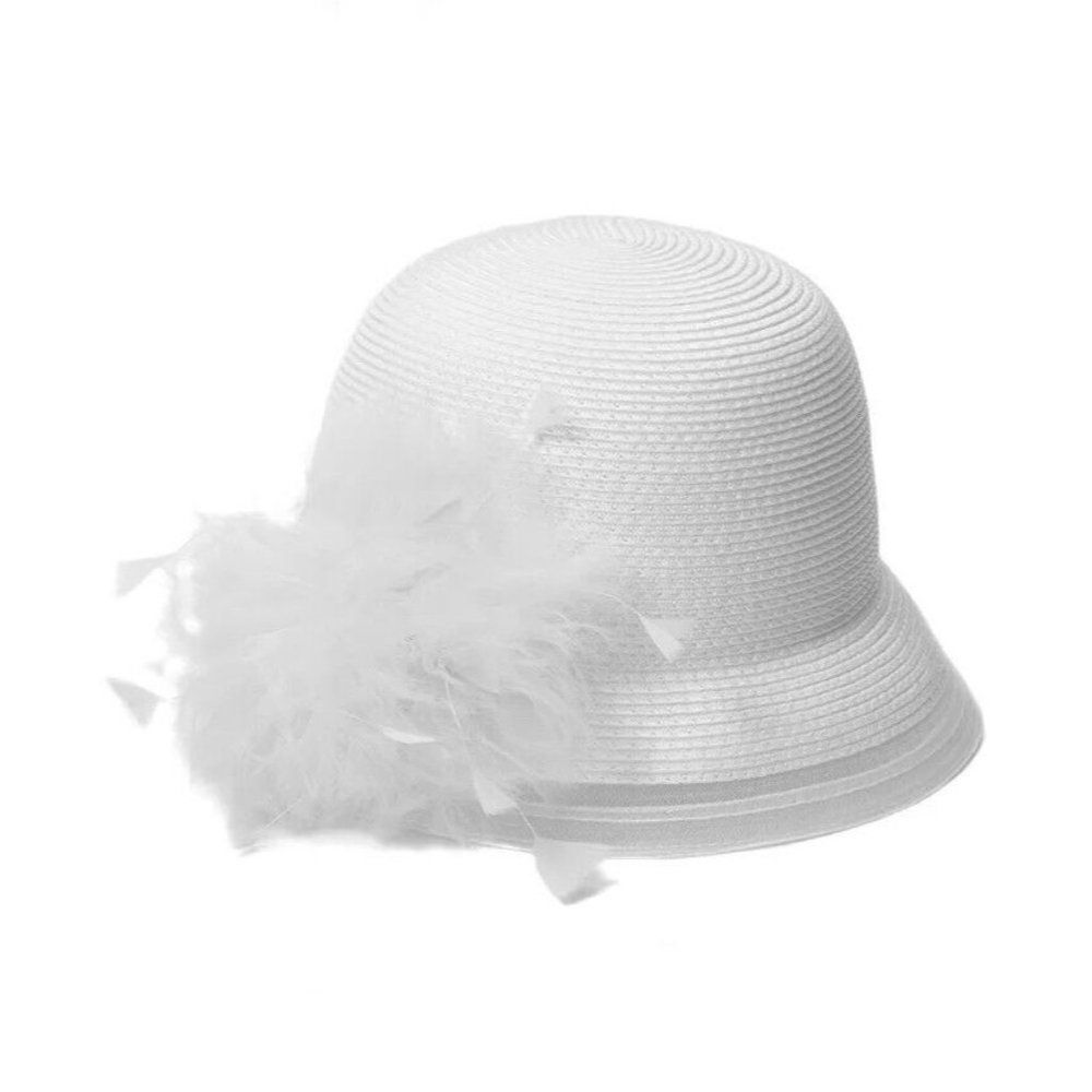 $68.00 Bellissima Millinery Collection Braid Cloche Dressy Hat, White, OS